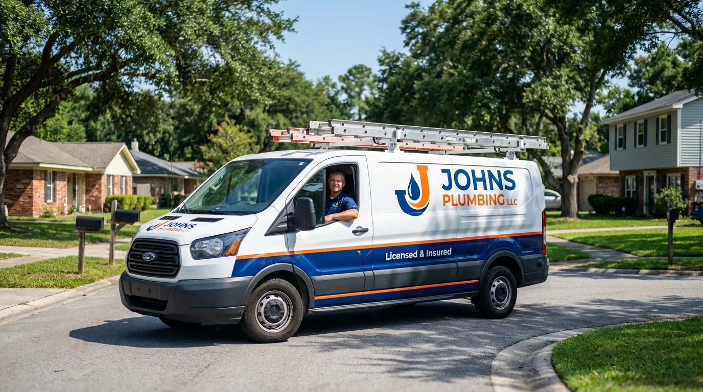 Johns Plumbing LLC service van in Willow Springs, IL