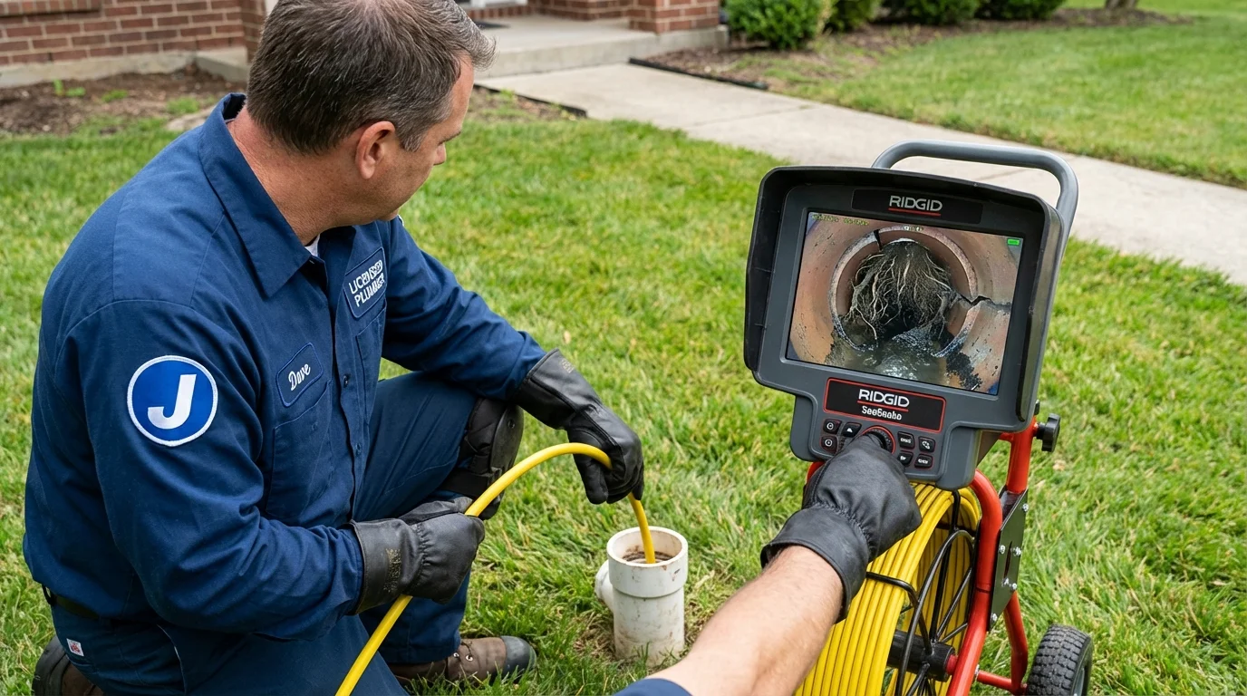 Sewer camera inspection being performed by Johns Plumbing LLC in Willow Springs