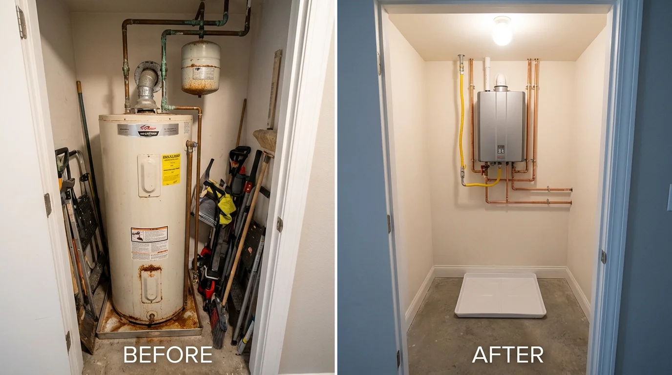 Tank water heater versus wall-mounted tankless unit comparison for Willow Springs, IL homeowners