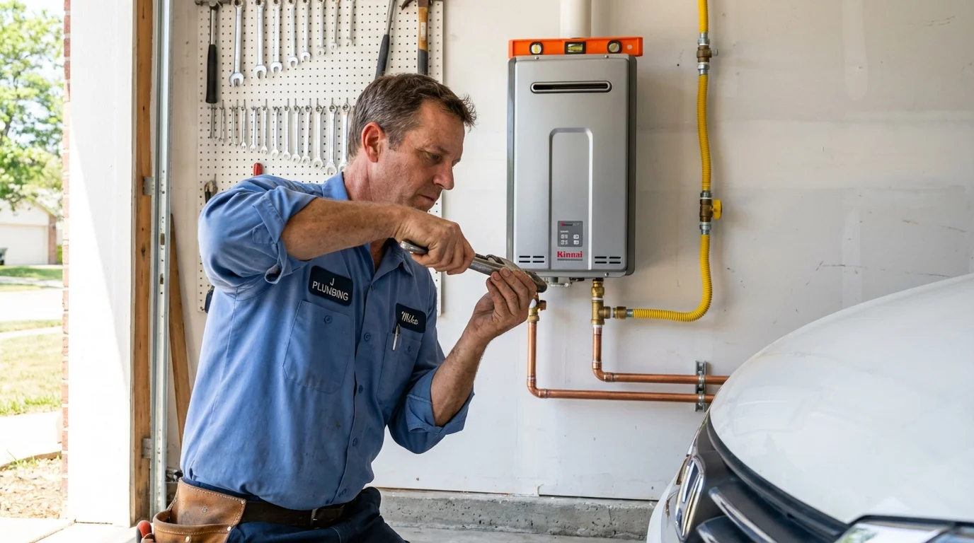 Tankless water heater installation by a Johns Plumbing LLC plumber in Willow Springs